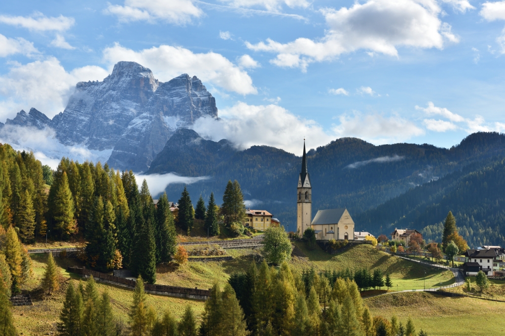 Church Of Selva Di Cadore And Monte Pelmo Peak Church Of Selva Di Cadore And Monte Pelmo Peak